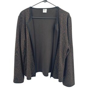 Brown Animal Print Cardigan XL Lightweight Knit Indie Grunge Y2K Layer Mob Wife